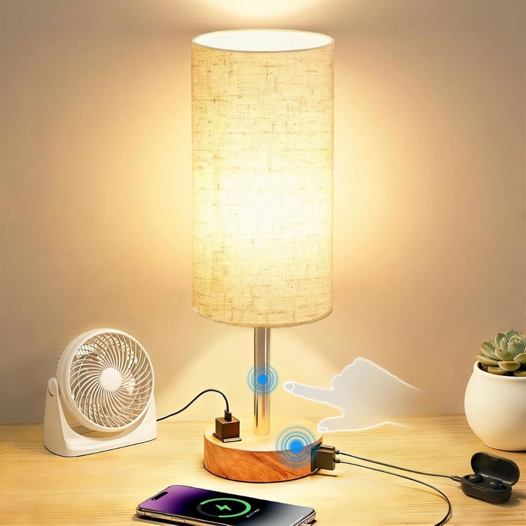 Astrid – Stilren sängbordslampa med touch-kontroll och laddningsfunktion